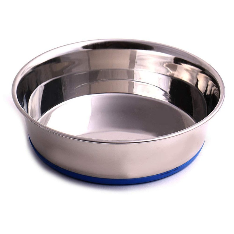 Max and Neo Heavyweight Non-Skid Rubber Bottom Stainless Steel Dog Bowl – We Donate a Bowl to a Dog Rescue for Every Bowl Sold (Large – 80oz – 9.5″ Diameter) Large