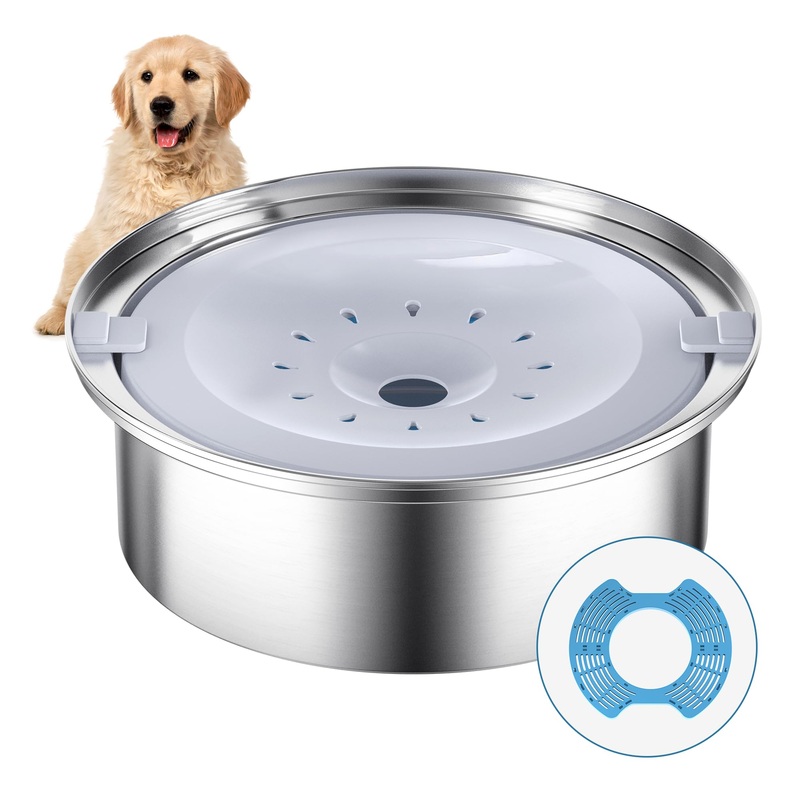No Spill Dog Water Bowl, 85oz/2.5L Stainless Steel Dog Water Bowl Dispenser,Upgraded Dog Slow Water Bowl Splash-Free, Anti-Choking Slow Drinking Dog Bowl for Dog Cat Puppy Home,Car,Outdoor