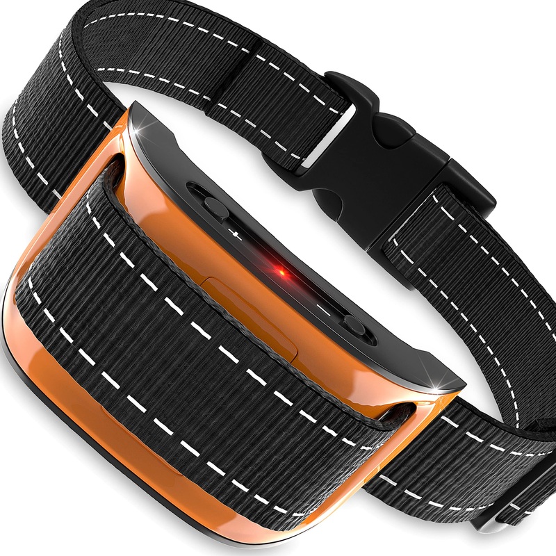 NPS Dog Bark Collar for Large Small Medium Dogs 5-150 Lbs, No Shock Dog no Bark Collar with Smart Sensitivity & Intensity Beep Vibration – Newer 2022 – Release, Anti Barking Behavior Training Device Orange