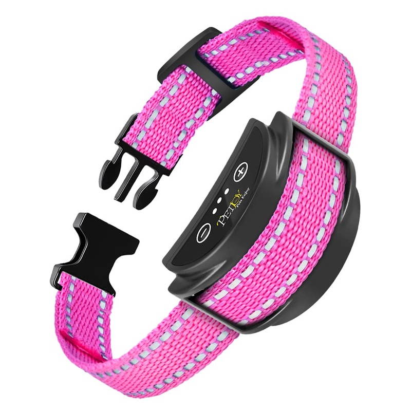 PetJoy Bark Collar for Dogs, Bark Shock Collar Automatic, Anti Barking Collar with Beep & Shock, Bark Collar Adjustable Sensitivity for All Breeds of Dogs Fen