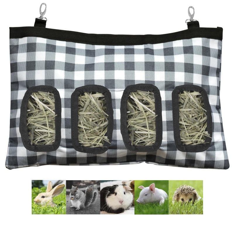 Rabbit Hay Feeder Bag, Guinea Pig Hay Feeder Storage, Rabbit Hay Bag, Guinea Pig Hay Feeder,18in X11 in Small Animal Feeder Bag,600D Oxford Cloth Fabric, 4 Holes Guinea Pig Hay Navy blue