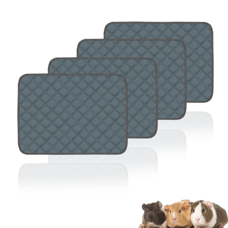 4 Pack Guinea Pig Cage Liners Washable Guinea Pig Bedding Reusable Waterproof Super Absorbent Guinea Pig Pee Pads Anti Slip Mat for Small Animals Rabbit Hamster Rat – 24″ x 18″ 24 x 18 Inch (Pack of 4)