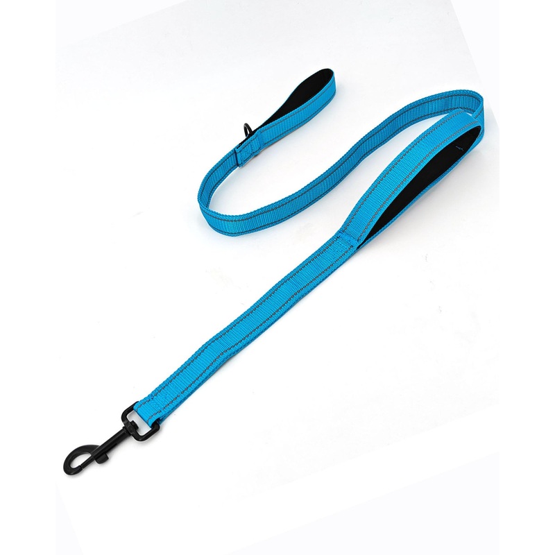 4FT Blue Strong Dog Leash with 2 Padded Handles, Traffic Handle Extra Control, Double-Sided Reflective Walking Lead for Small Medium and Large Dogs(Blue, 4FT)