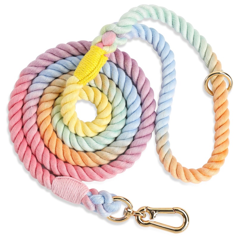 5 FT Dog Leash Handmade Braided Rope Dog Leash for Small Medium and Large Dogs, Colorful Macaron 5FT x 1/2in (Pack of 1)