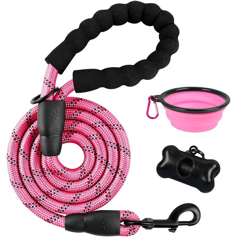 BARKBAY Dog Leashes for Large Dogs Heavy Duty Dog Leash 4/5/6 FT with Comfortable Padded Handle and Highly Reflective Threads for Medium Large Dogs Walking Training Running (5FT-1/2”,Pink) 5 Feet Pink
