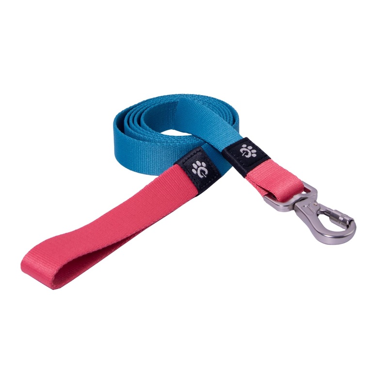 Basic dog leash, durable metal swivel hook, soft recycled webbing, collar attachable, 5.2 ft length for small/medium/big dog. Medium Mosaic Blue
