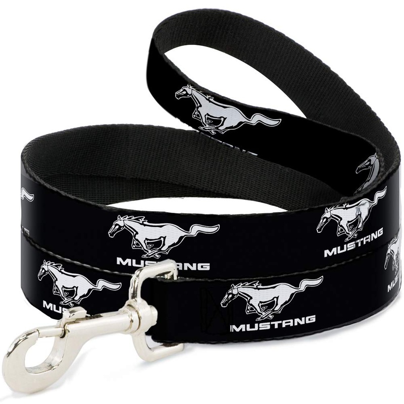Buckle-Down Pet Leash – Ford Mustang Black/White Logo Repeat – 4 Feet Long – 1″ Wide