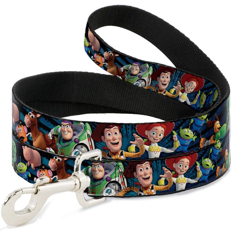 Buckle-Down Pet Leash – Toy Story Characters Running Denim Rays – 6 Feet Long – 1.5″ Wide