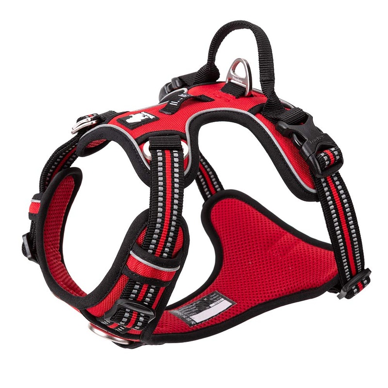Chai’s Choice Dog Harness Vest & Quick Release Neck Buckle Large (Red) | Comfortable & Secure with Adjustable Strap Soft Padded Dog Vest | 3M Reflective Stripes for Dog Visibility Red
