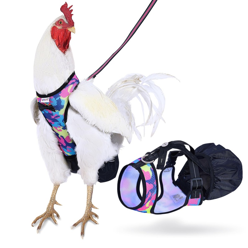 Chicken Harness Hen Size with 5.4ft Matching Leash Comfortable, Breathable & Washable Pet Set for Chicks Geese Ducks & More  Facilitate Chicken Training & Walking(Camouflage Pink Medium Size) Camouflage pink