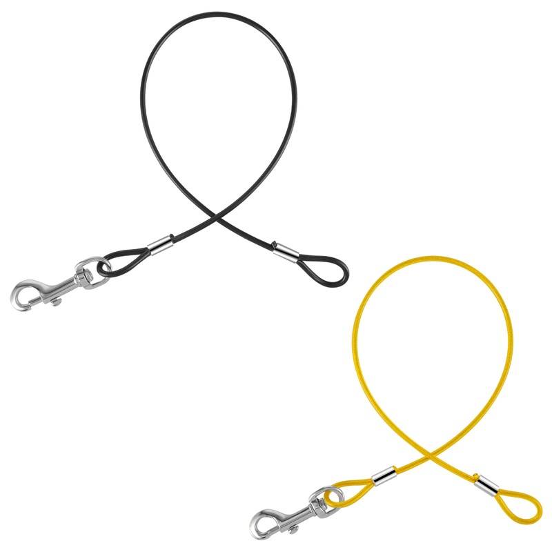 Giantree 2 Pcs Chew Proof Dog Leash Extension Metal Cable Leas, 24″ Heavy Duty Dog Leash Extender for Large and Medium Dog Training Walking Running Non-Tangle Connect Leash No Chew Dog Leash Extension Black + Transparent Yellow