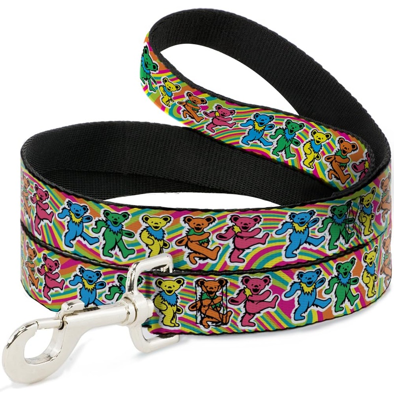 Grateful Dead Durable & Stylish Dog Leash with Snap Closure, Dancing Bears Swirl Multi Color, 4 Feet Long 1.0 Inch Wide 4 Feet Long – 1″ Wide