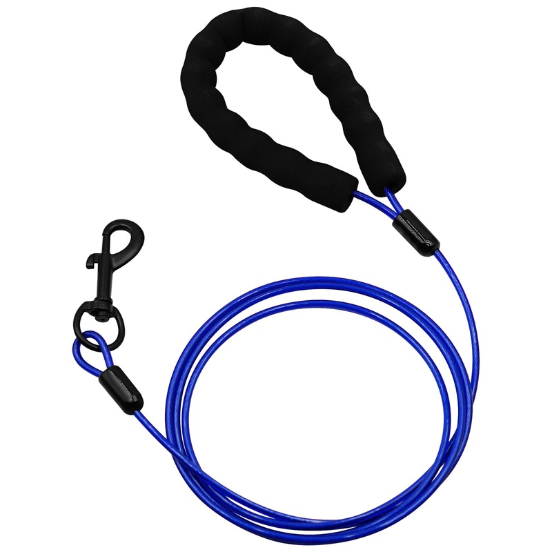 Heavy Duty Dog Leashes with Chew Proof and Comfortable Padded Handle 4/5/6 FT, Steel Metal Safety Lead Rope with Retractable Buckle for Large or Medium Dogs Walk and Train -Blue(4FT) 4FT A24002 Blue