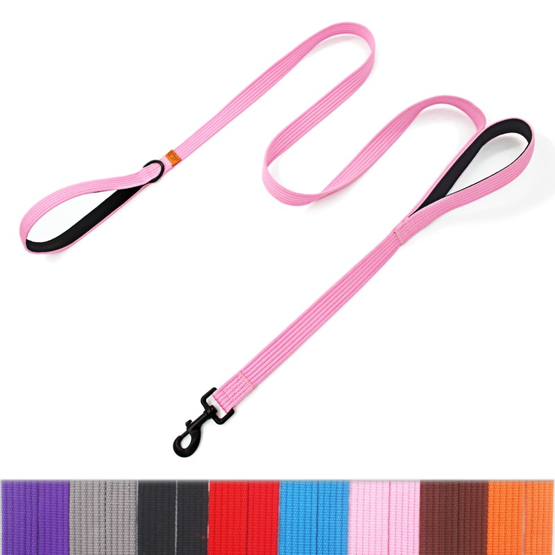 lynxking Dog Training Leash Double Handle Dog Leash Heavy Duty 6ft Webbing 2 Padded Handles Leash Long Reflective Safety Walking Lead for Small Medium Large Dogs Medium-3/4″x 6′ Pink