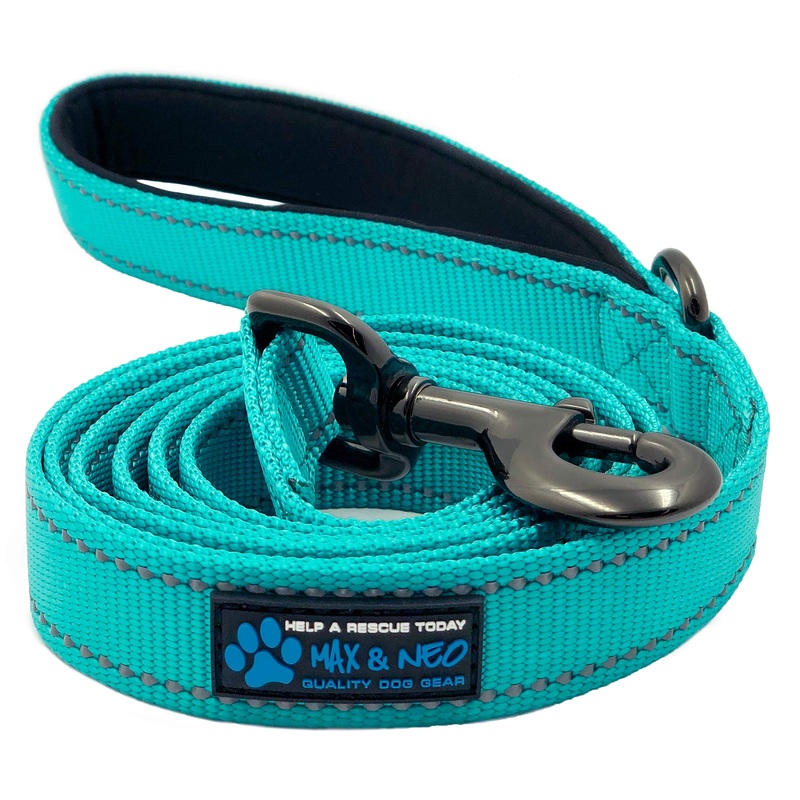 Max and Neo Reflective Nylon Dog Leash – We Donate a Leash to a Dog Rescue for Every Leash Sold (TEAL, 6×1) 6 FT x 1″ Wide TEAL