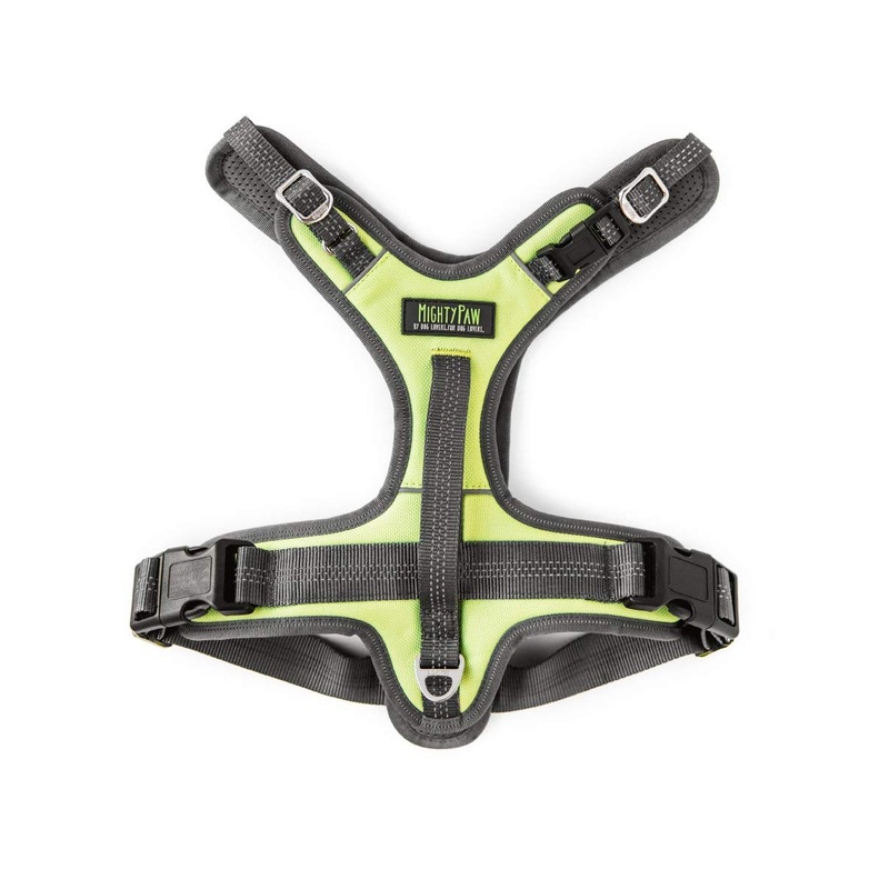 Mighty Paw Sport Harness 2.0 – Padded Canine Accessory – Adjustable Neck and Chest Straps – Enhanced Visibility with Reflective Stitching – Dog Body Harness – Neoprene Dog Harness – Medium – Green
