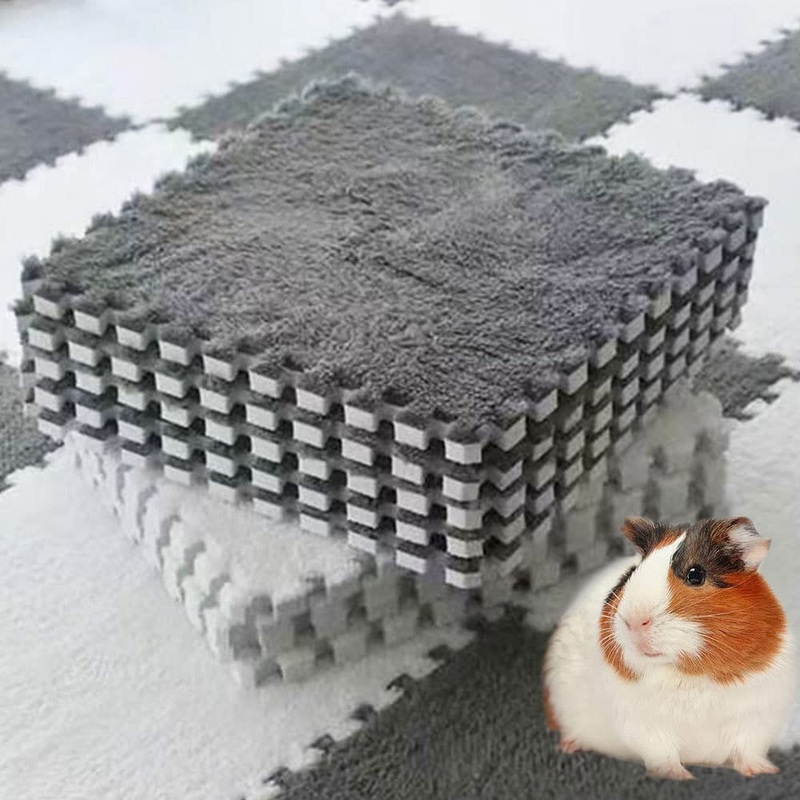 Oncpcare 10Pcs 11 x 11 Guinea Pig Pads Washable, Reusable Guinea Pig Fleece Cage Liners, Soft Warm Rabbit Sleep Mat Blanket Bed (Grey) Grey x 10