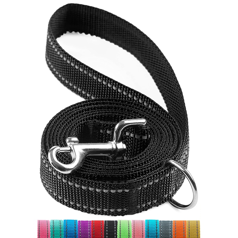 Reflective Dog Leash for Large&Medium and Small Dogs, Strong and Durable Nylon Leashes for Walking and Training, Heavy Duty 6 Foot Leash with D Ring for Puppy (Black, 1 inch X 6FT) BLACK