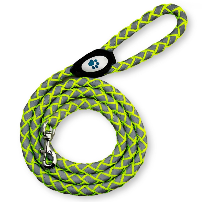 Reflective Dog Leash. Heavy Duty, Durable Leash for Large and Medium Breeds. 6 Ft Long Rope, Tangle Free Braided Leash with Comfortable Handle