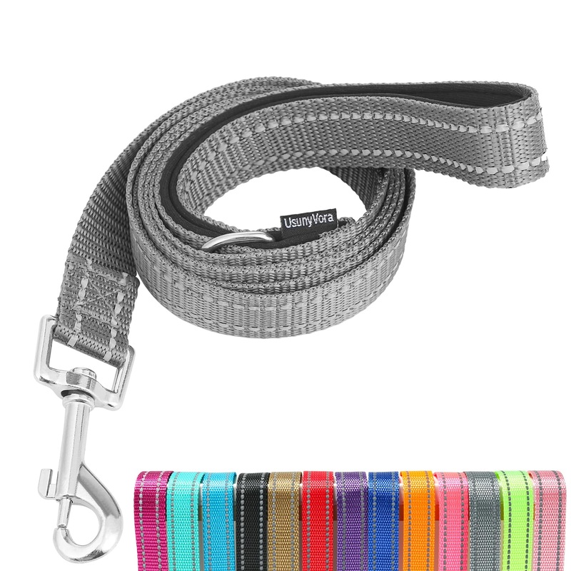 Reflective Nylon Dog Leash for Walking,Strong Dog Leash with Padded Handle for Small and Medium Dogs,5 FT,Grey Grey 3/4″ x 5 FT
