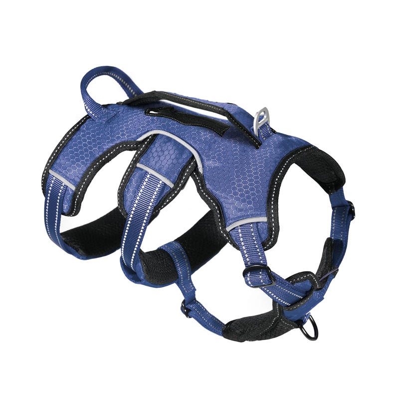 Tuff Pupper Updated for 2024 – Tracker No Escape Dog Harness | Dual Escape Proof Leash Attachments | 5 Point Adjustable Fit Harness for Dogs | Padded Dog Harness for Comfort | Handle Dog Lift Harness Large (Neck: 20-25″ , Chest: 25-33″) Midnight Blue