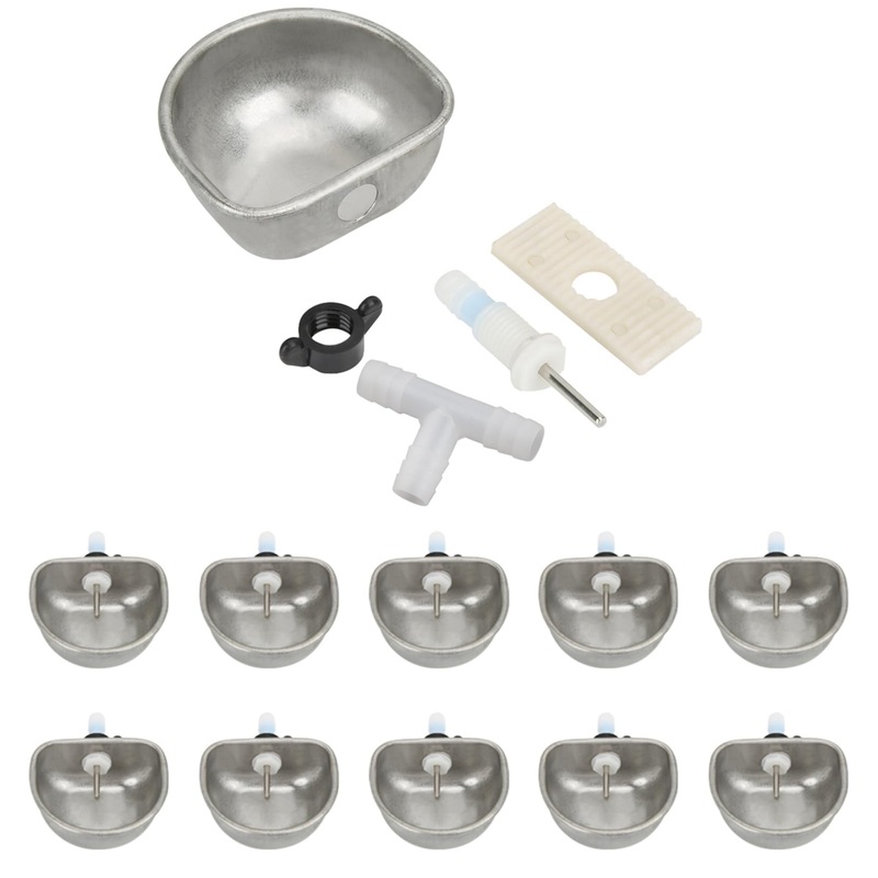 10Pcs Rabbit Stainless Pet Water Bowl Dispenser Drinker, Rabbit Water Cup, Rabbit Watering System Kit Nipple Drinking Water Bowl