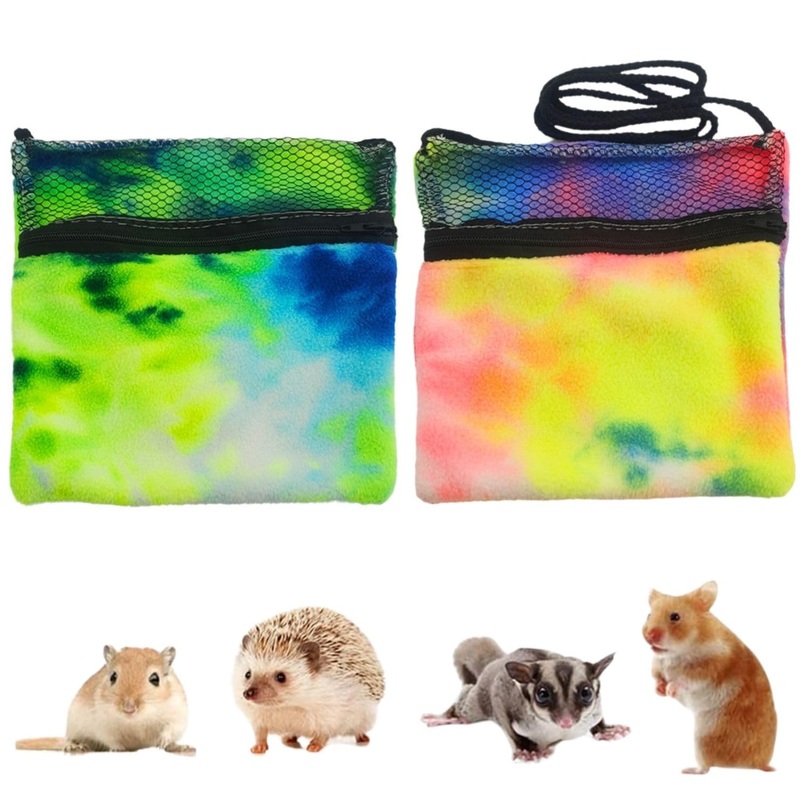 2 Pcs Sugar Glider Bonding Pouch Soft Sleeping Bag with Breathable Mesh Shoulder Strap Portable Small Animal Carrier for Hamsters Gerbils Hedgehogs Marmosets Squirrels (2 Pack) 2 Pack