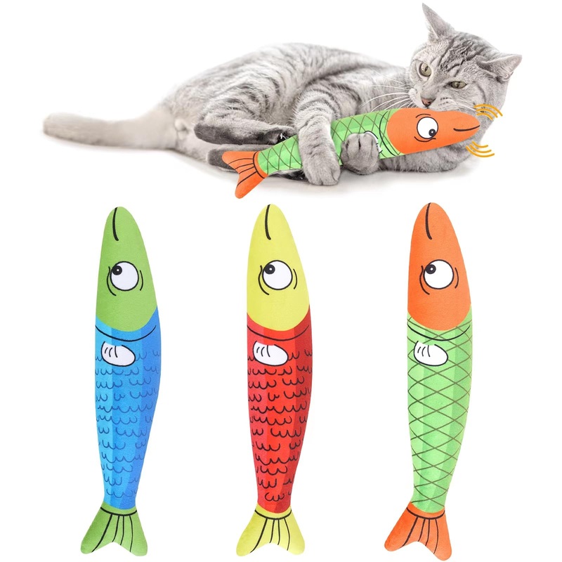 3PCS Catnip Toy, Bite Resistant Cat Toys Fish with Bell Inside, Interactive Kitten Exercise Kicker Toys for Indoor Cats