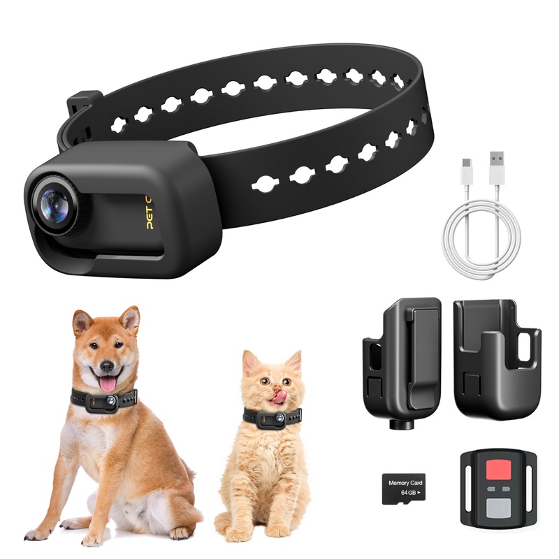 4K Cat Collar Camera, HD WiFi Pet Camera with 64GB SD Card, Mini Action Camera for Video Records Dog Collar Camera for Pet Supplies Camera for Cats Dogs Outdoor/Inoor Puppy Supplies Birthday GO 3
