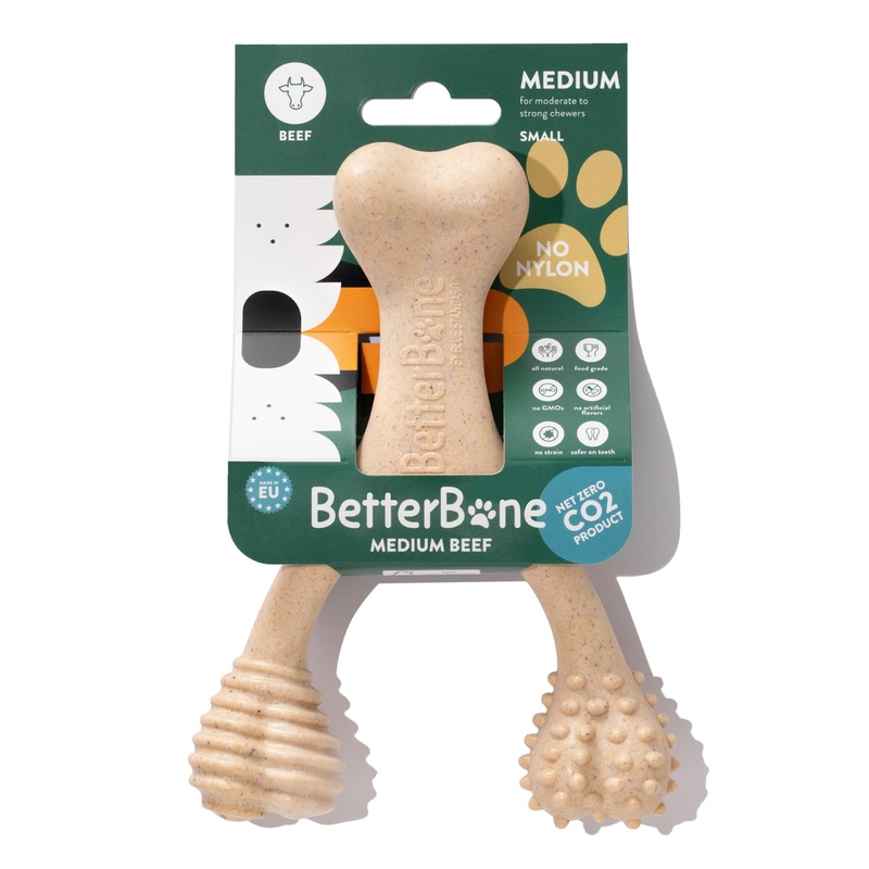 All-Natural, Nylon-Free Dog Chew Toys – Medium Density – Ideal for Moderate to Strong Chewers – Non-Toxic, Promotes Dental Health, Splinter-Resistant, Sustainably Made Beef Small