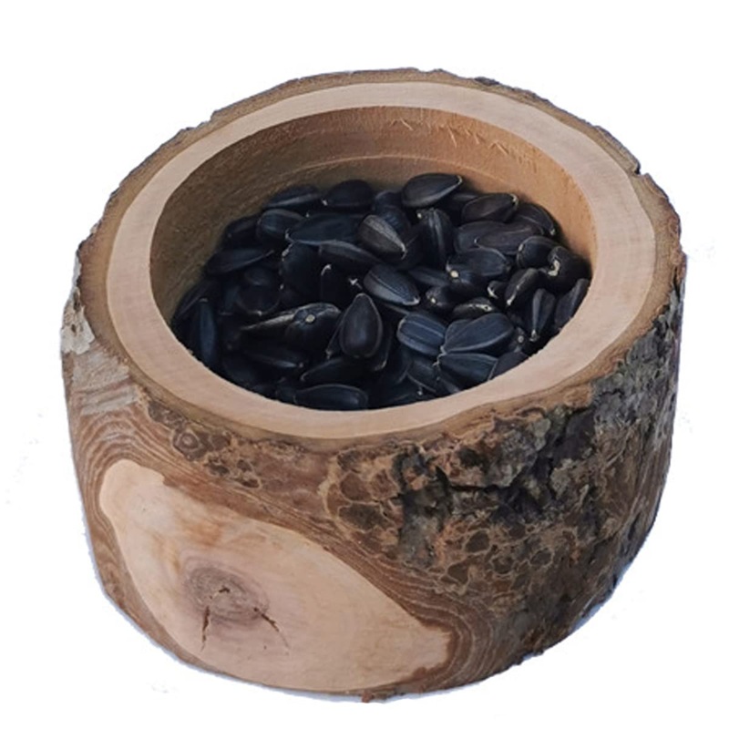 Apple Wood Feeding Bowl for Small Animals, Food Dish for Guinea Pig, Chinchilla, Parrots Round Bowl