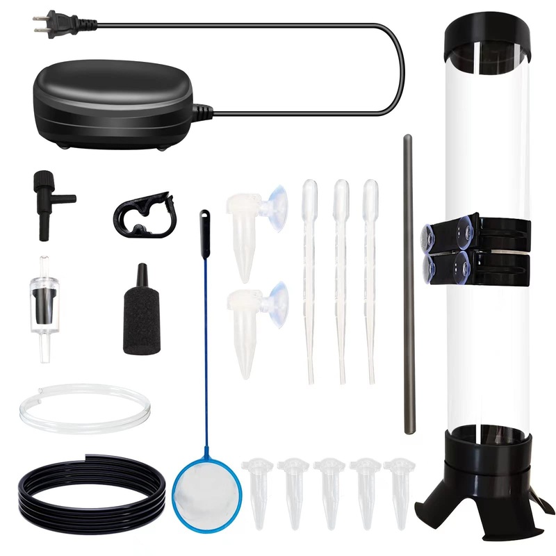 brine Shrimp Hatchery brine Shrimp Eggs Incubator Kits,Multifunctional Artemia Hatchery with air Pump,Live brine Shrimp net,Feeder,storagerand and Large Clip(Set of 20pcs)