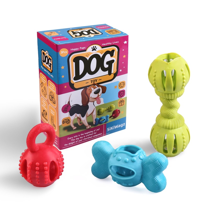 Colorful and Interactive Chew Toy for Small to Medium Dogs – Interactive Treat Dispensing for Extra Enjoyment, Supports Dental Health and Oral Hygiene 3 Pack
