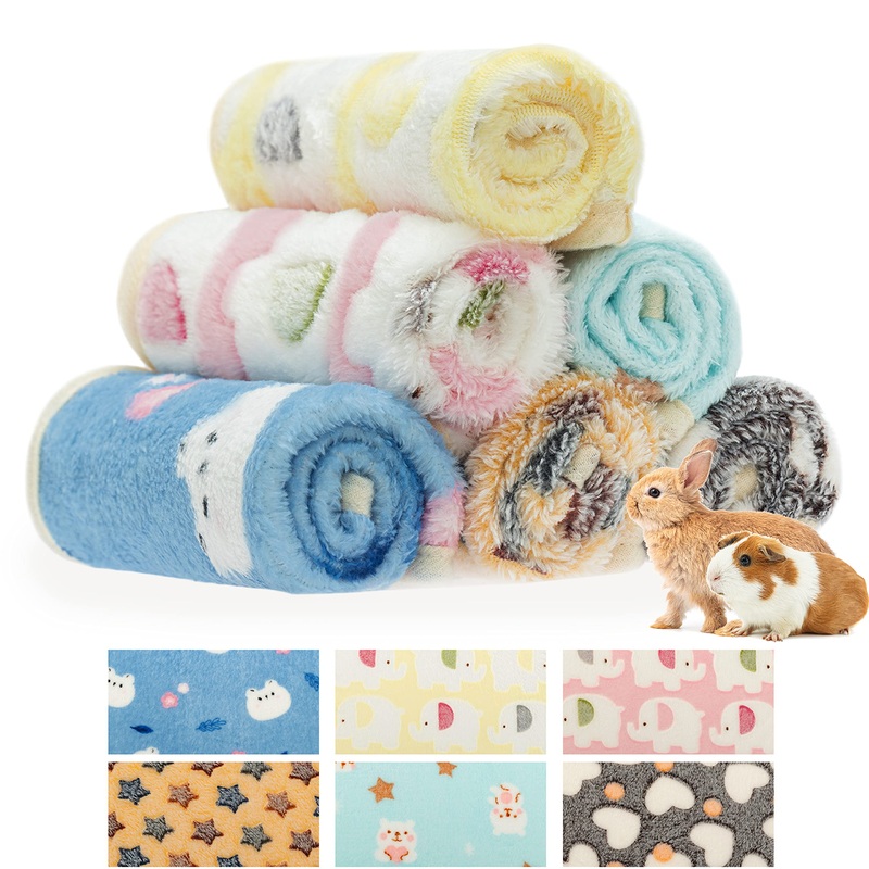 Guinea Pig Bedding Mat – 6 Pack Fleece Soft Warm Small Animal Blankets for Rat Rabbit Hamster Chinchilla Hedgehog Lizard – Washable Small Pet Cage Liners Sleep Mat Bedding Accessories