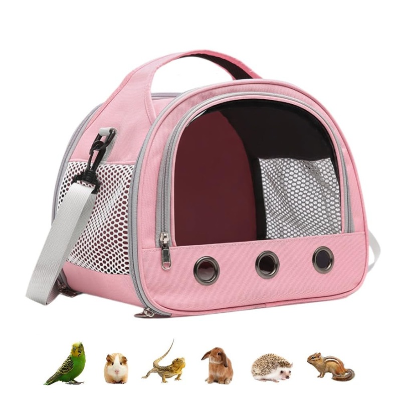 Guinea Pig Carrier Bag,Small Animal Bird Parrots Ferret Hamster Squirrel Rabbit Turtle Carrier Bag,Portable Bunny Bearded Dragon Carrier Travel Carrier Outdoor (Pink) Pink