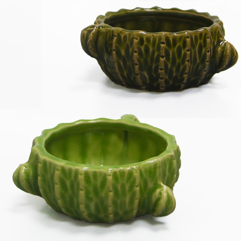 Hamster Food Bowl, 2 Packs Cactus Food & Water Bowls Ceramic Feeding Drinking Bowl Food Dish for Small Animals Gerbil Dwarf Hamster Rat Mice Guinea Pig(Green+Dark Green) Green+Dark Green