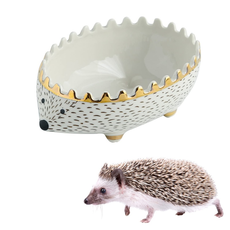 Hedgehog Bowl – Ceramic Small Animal Food Bowl Water Dish Feeder Chew Resistant Prevent Tipping for Hedgehog Hamster Sugar Glider Rat Gerbil Mice Small Animal Cage Accessories (Hedgehog Shape) Hedgehog Shape