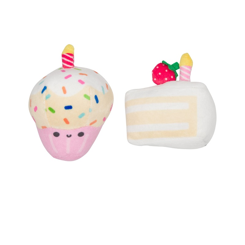 Pearhead Birthday Cake Cat Toy Set, Stuffed Birthday Cake and Cupcake Cat Toys with Catnip and Rattle, Interactive Fun Kitten Toys, Perfect Pet Owner Birthday Gift, Ideal for Cat Lovers, Set of 2 Birthday Cake Cat Toys