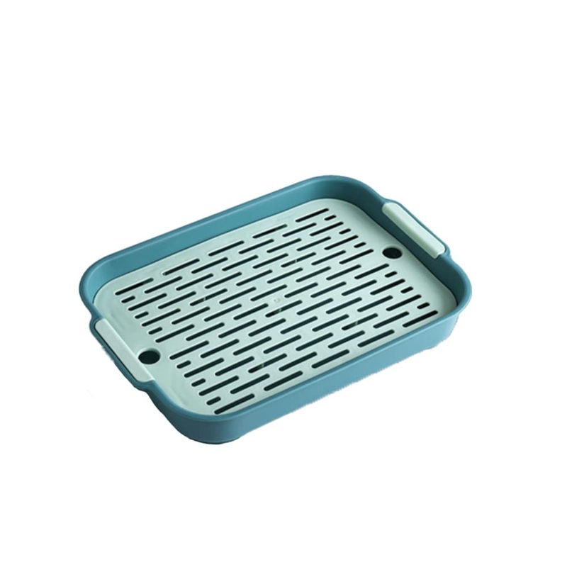 Rabbit Litter Box with Grate, 10.5 x 7.2 Inch Guinea Pig Litter Pan Anti-Turnover Pet Toilet Potty Trainer Corner Guinea Pig Training Pan Cage with Toilet Tray for Rabbit Chinchilla Guinea Double Layer small (green) One size