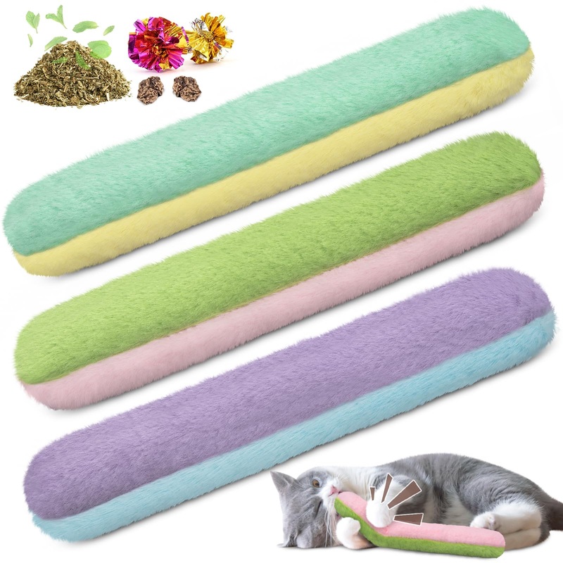 Retro Shaw Cat Toys Catnip Pillow with Refillable Catnip Toys 3 Pack,Soft and Durable Crinkle Sound Kitten Toy,Bite Resistant Interactive Cat Kicker Toy,Fuzzy Toys Promotes Kitten Kitty Exercise