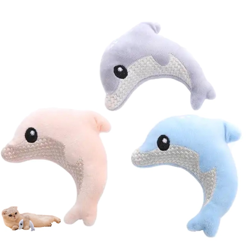 Smokey’s Stash Catnip Toys Catnip Dolphins 3 Per Pack Cute Funny Toys for Cats