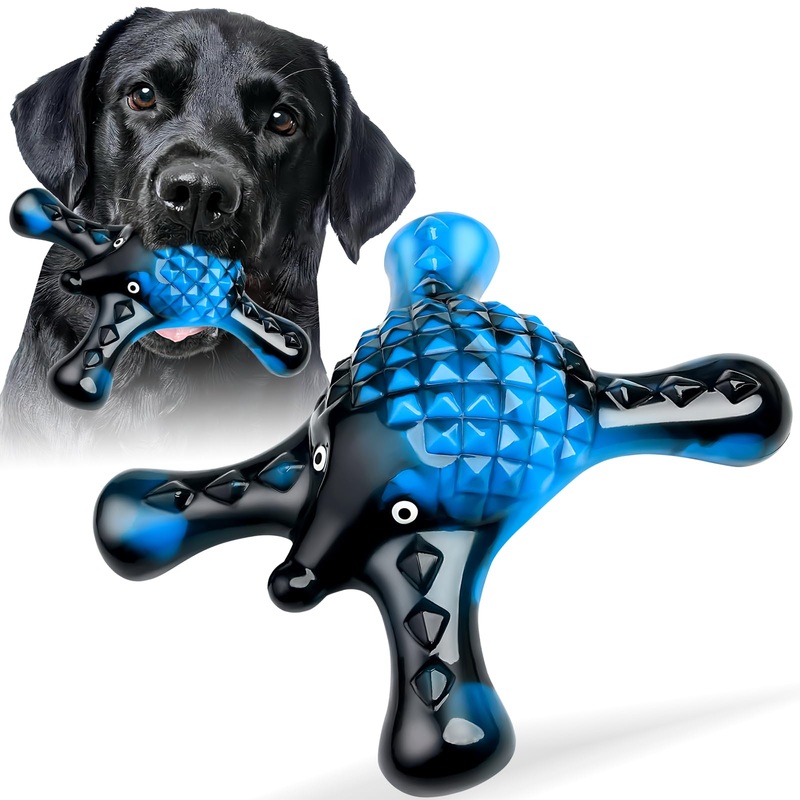 Tough Dog Chew Toys for Aggressive Chewers – Use of Durable Nylon with Natural Bacon Flavor, Interactive Dog Bone Chew Toys for Large Dogs to Keep Them Busy, Clean Teeth, Relief Bredom Stress Blue-black