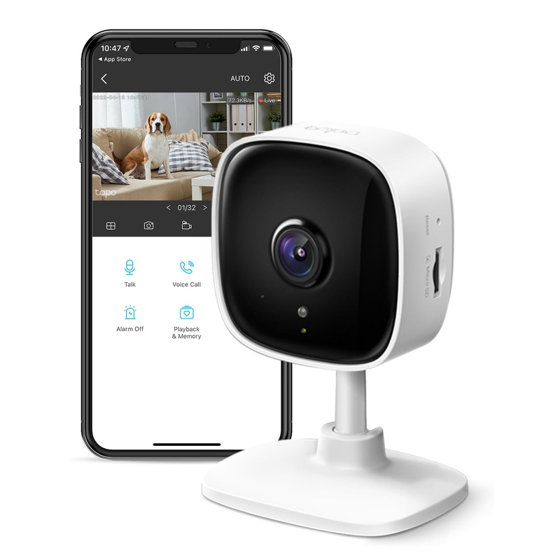 TP-Link Tapo 1080P Indoor Security Camera for Baby Monitor, Dog Camera w/Motion Detection, 2-Way Audio Siren, Night Vision, Cloud & SD Card Storage, Works w/Alexa & Google Home (Tapo C100) 1080P 1-Pack