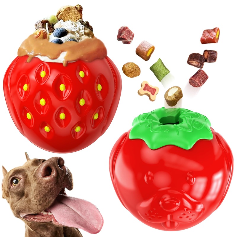 Treat Dispensing Toy For Medium/Small Dogs Puppy Wet Food Slow Feeder Cup Lick Dispenser Ball Interactive Cage Training Indoor Indestructible Tough Chew Teeth Toothbrush Toys Fur Kid Birthday Gift V