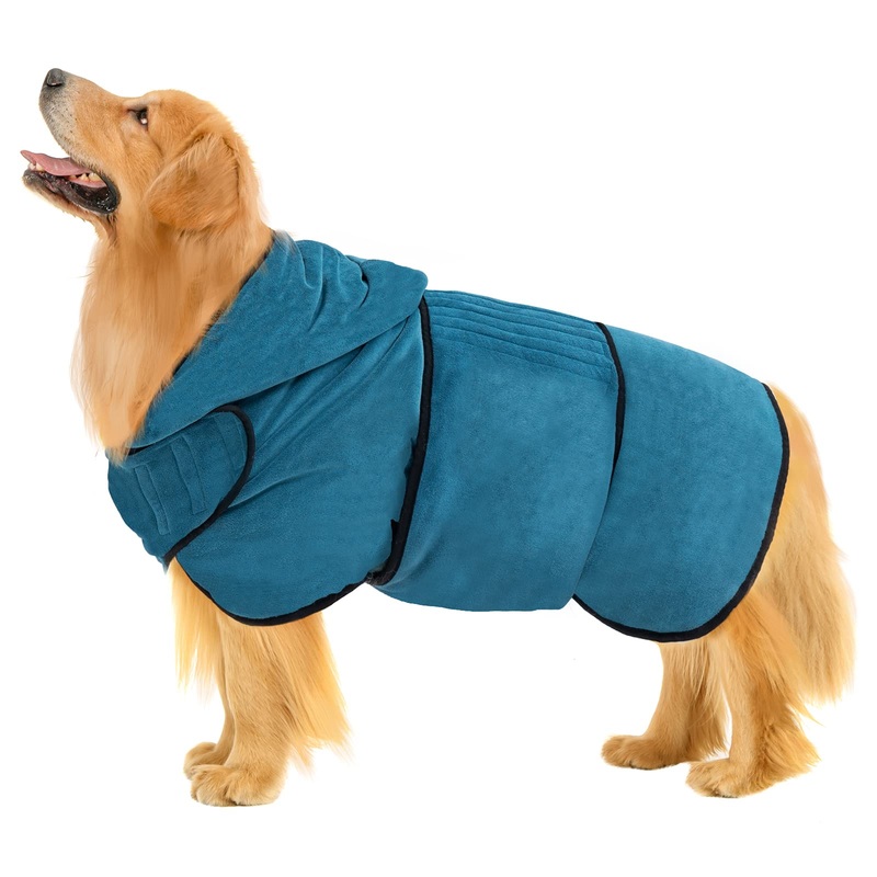 Avont Dog Bathrobe – Super Absorbent Pet Drying Towel Bath Robes After Bath Shower Swim Wet Walk for Puppies -Blue(M) Blue Medium
