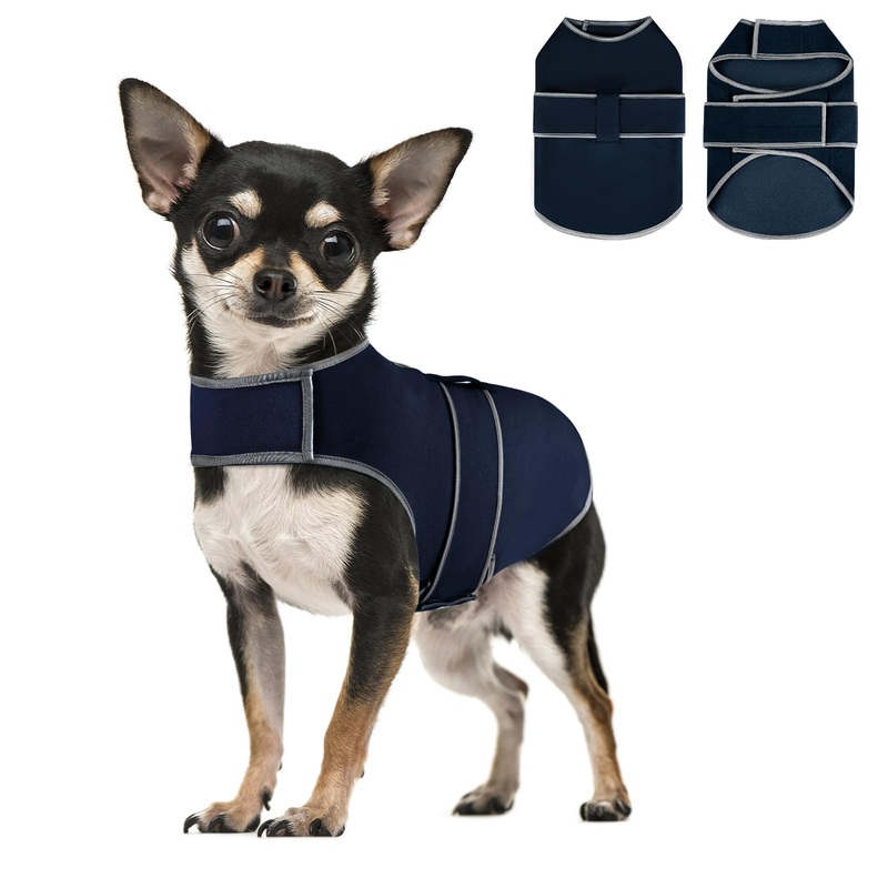 Dog Anxiety Shirt,Dog Anxiety Jacket Calming Vest for Thunderstorm,Travel,Separation, Calming Coat Wrap for Dogs, Pet Stress Relief Anxiety Jacket (Dark Blue, Small) Dark Blue