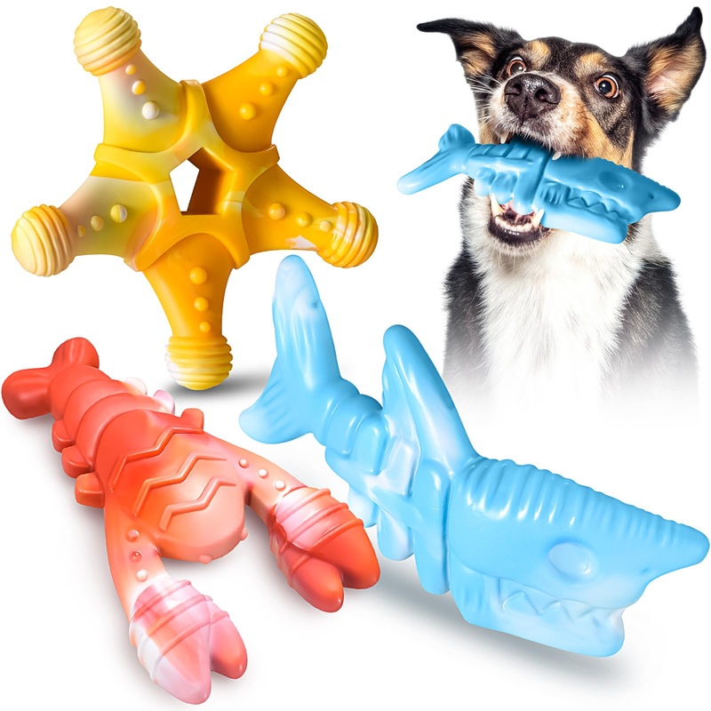 Dog Toys 3 Pack, Indestructible Dog Toys for Aggressive Chewers, Tough Dog Chew Toys for Large Medium Breed, Dog Bones Chew Toys for Super Chewer