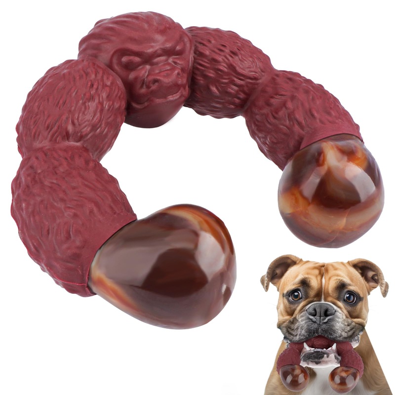 Dog Toys for Aggressive Chewers, Indestructible Interactive Dog Chew Toys for Large/Medium Dogs, Dog Toys to Keep Them Busy, Tough Dog Toys for Boredom (Brown)