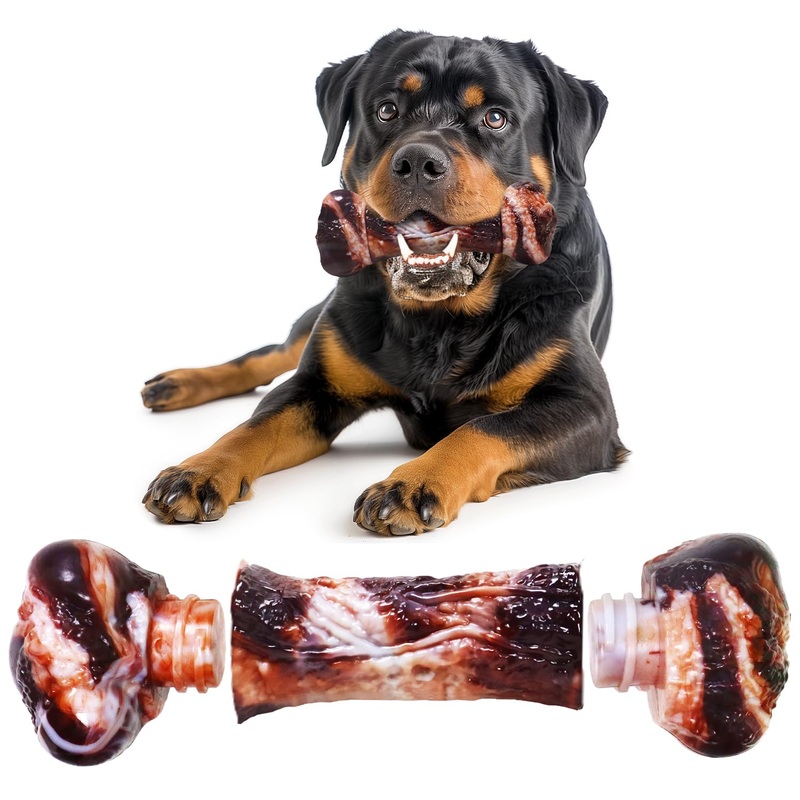 Dog Toys for Aggressive Chewers – Long-Lasting Nylon Chew Bones, Indestructible Toys for Medium to Large Breeds, Teething Toys to Keep Them Busy (Brown) Brown
