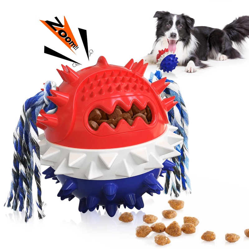 HGB Squeaky Dog Toys for Aggressive Chewers, Tough Dog Chew Toys for Large Medium Dogs, Indestructible Dog Toy to Keep Them Busy, Treat Dispensing Dog Toys for Boredom & Enrichment Blue